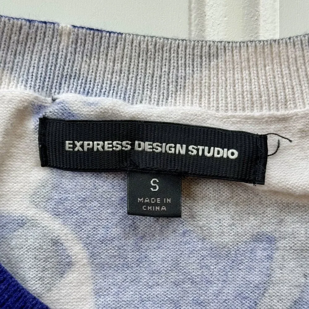Express Design Studio Floral Print 3/4 Sleeve Cardigan Sweater